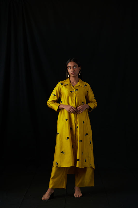 Sunspot Polka | Block Print Silk Kurta Set