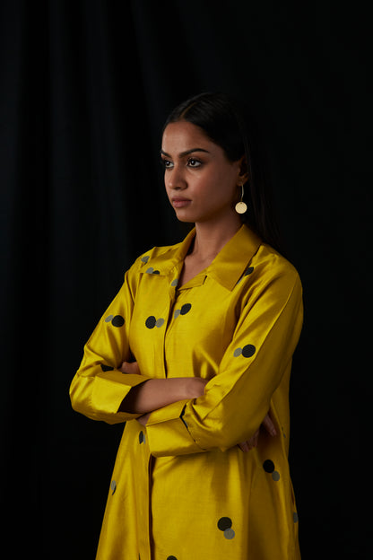 Sunspot Polka | Block Print Silk Kurta Set