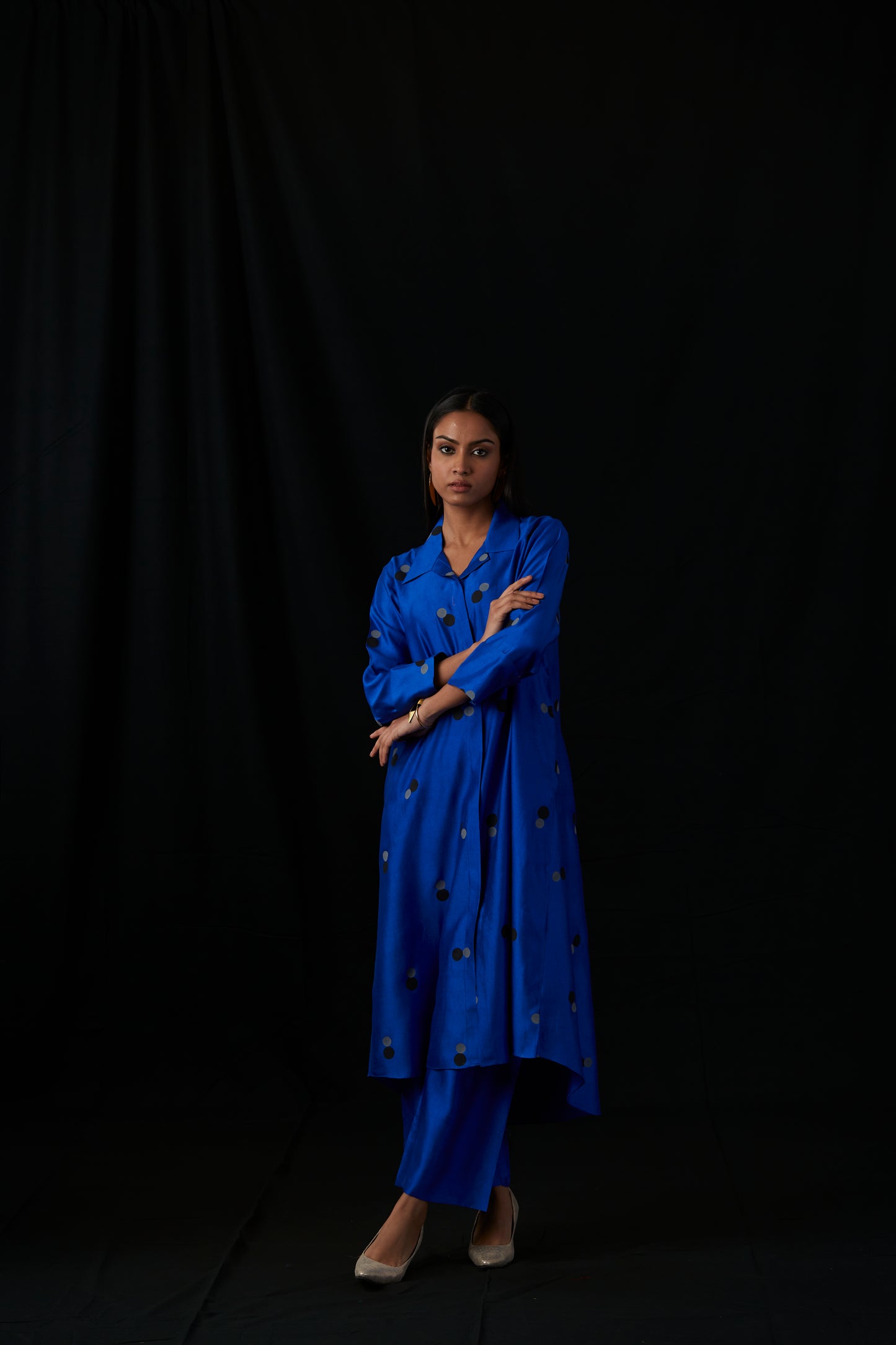 Azure Orbit | Block Print Silk Kurta Set