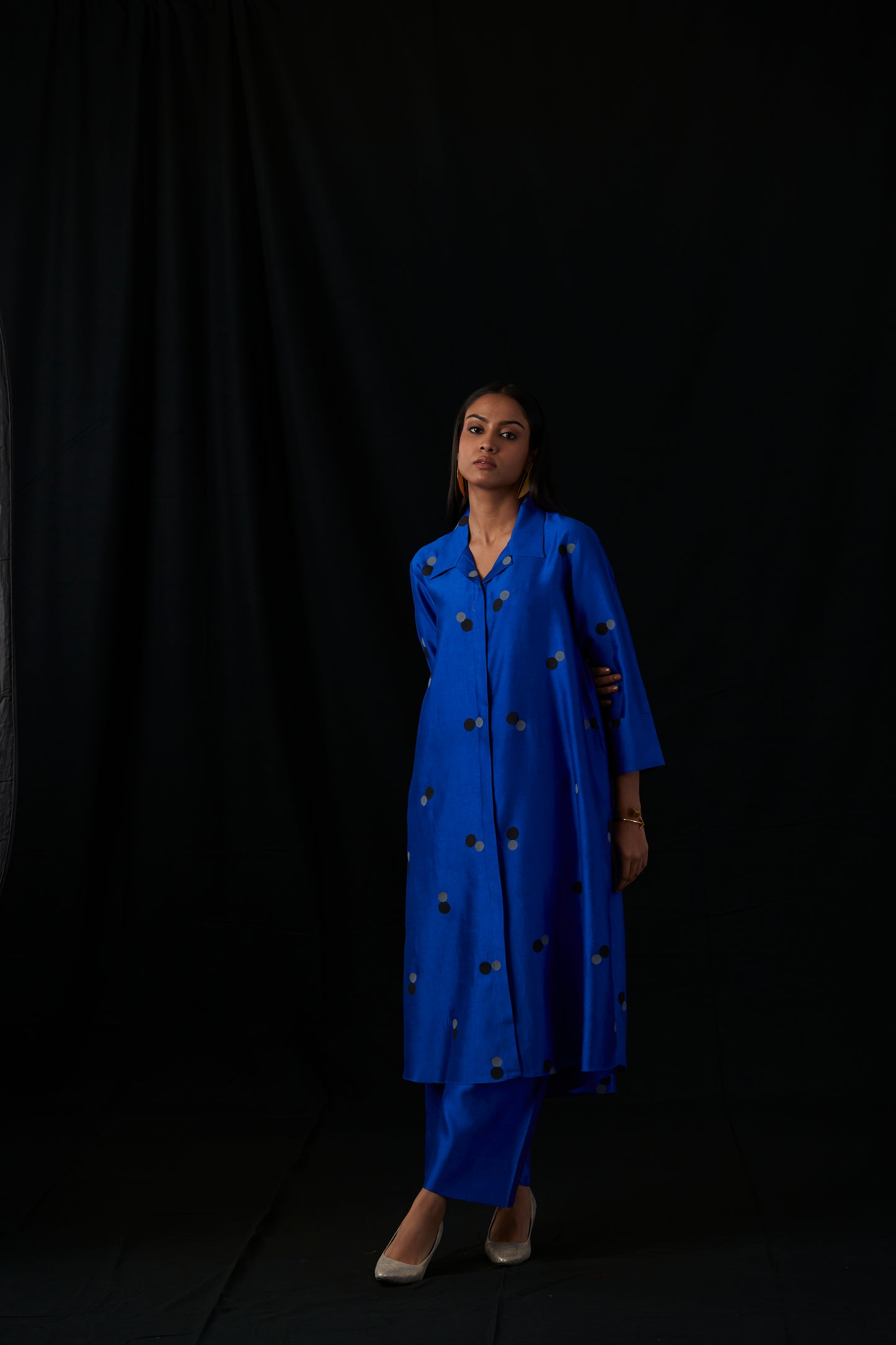 Azure Orbit | Block Print Silk Kurta Set
