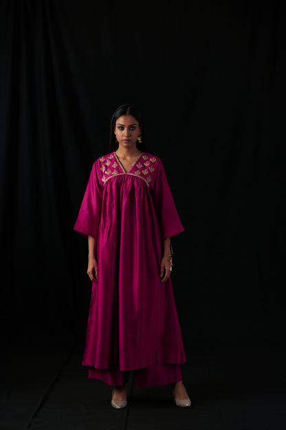 Silk - Chand Set - Red with organza embroidered dupatta