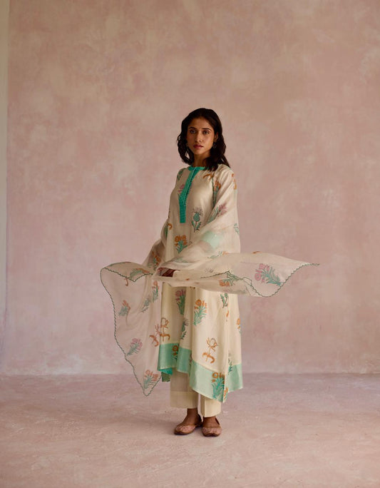 Azure Grace: Chanderi Kurta Set