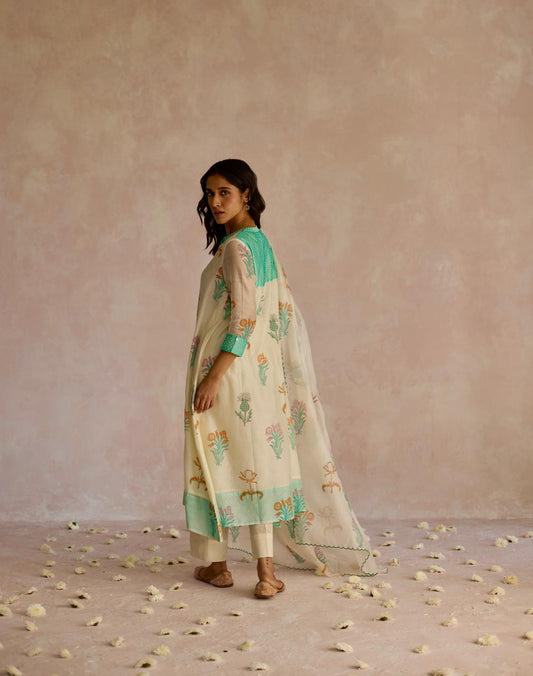 Azure Grace: Chanderi Kurta Set