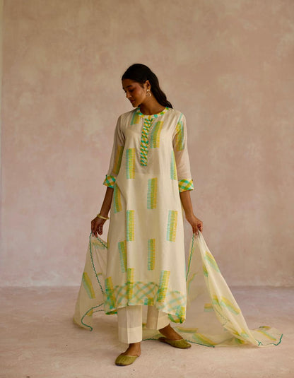 Emerald Bliss: Chanderi Kurta Set