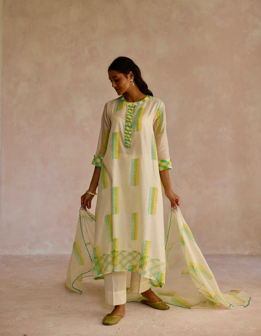 Emerald Bliss: Chanderi Kurta Set