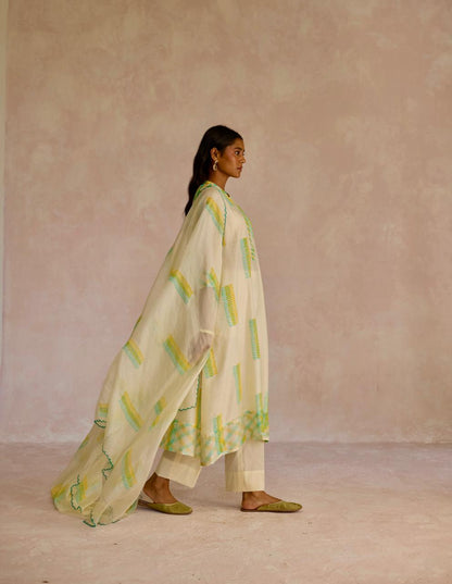 Emerald Bliss: Chanderi Kurta Set