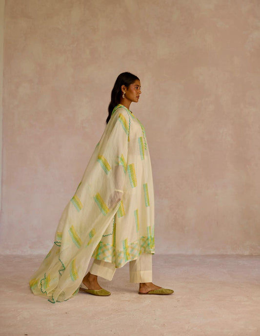 Emerald Bliss: Chanderi Kurta Set