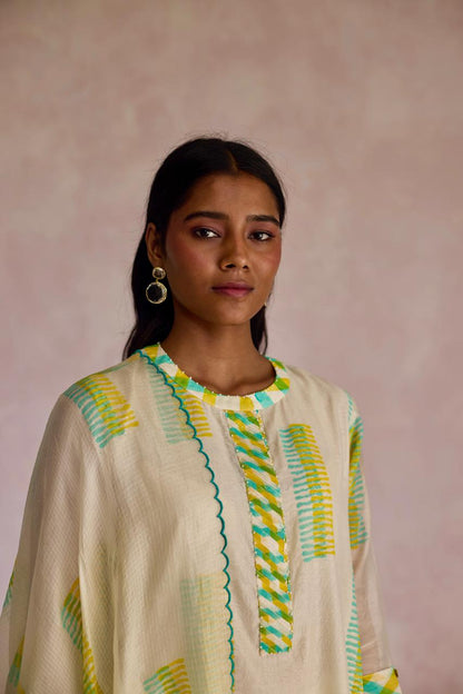Emerald Bliss: Chanderi Kurta Set